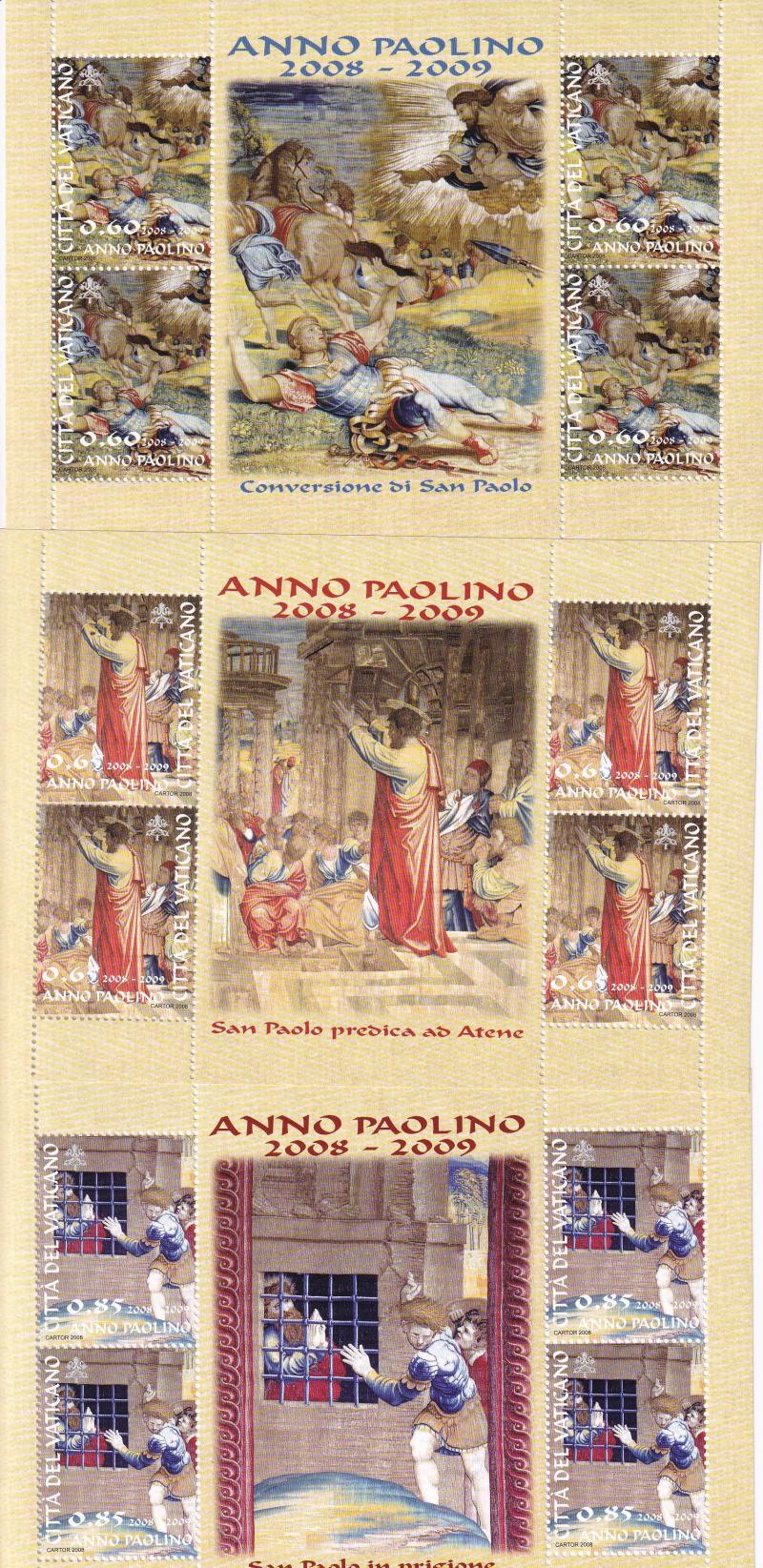 Foglietti Vaticano, Anno 2008, 2008-2009 Anno Paolino (BF n. 51-52-53)