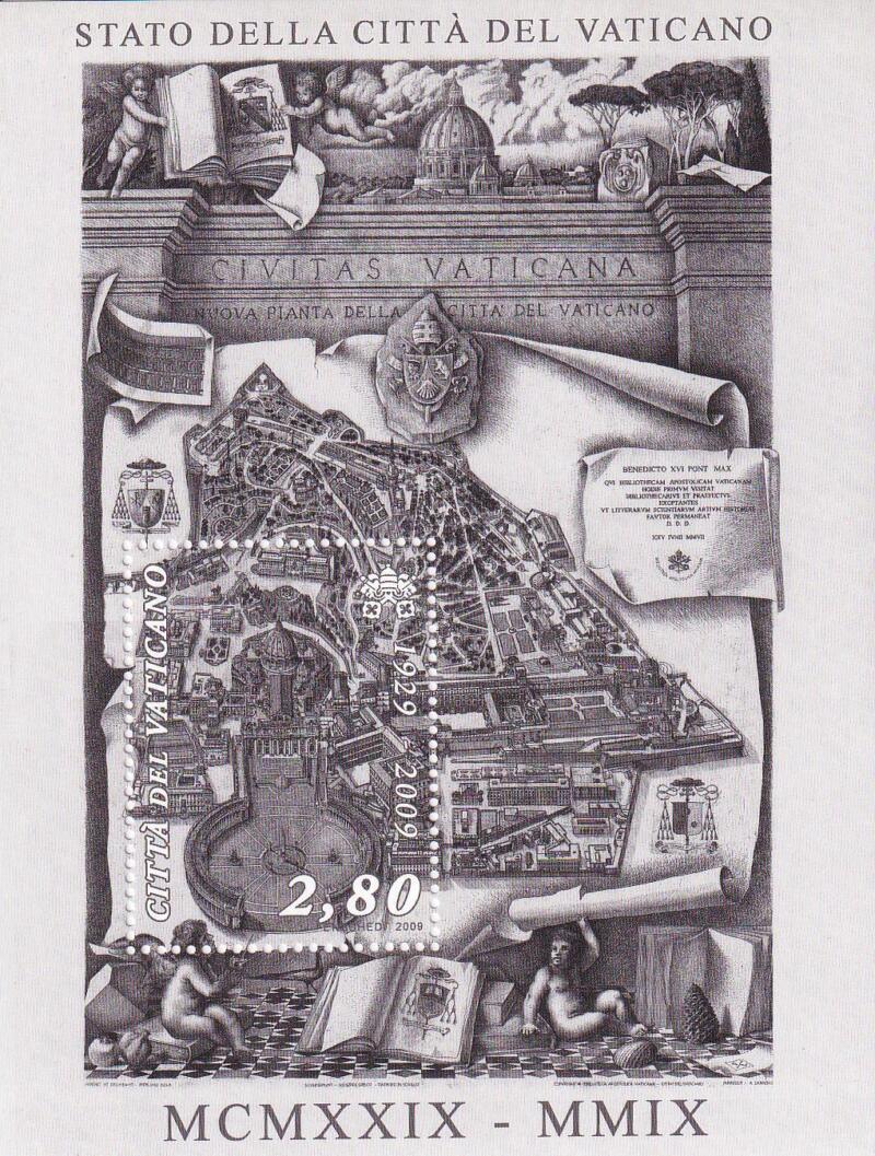 Foglietto Vaticano, Anno 2008, 80esimo anniversario della fondazione dello Stato della Città del Vaticano (BF n. 55)