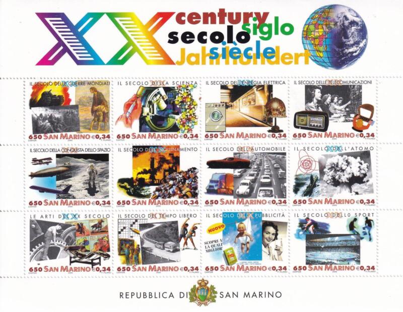 Foglietto San Marino Anno 2000 XX Secolo (BF n. 65)