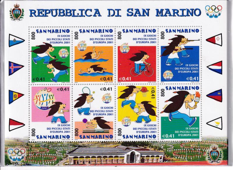 Foglietto San Marino Anno 2001 Nona edizione dei Giochi dei Piccoli Stati Europei, San Marino (BF n. 73)