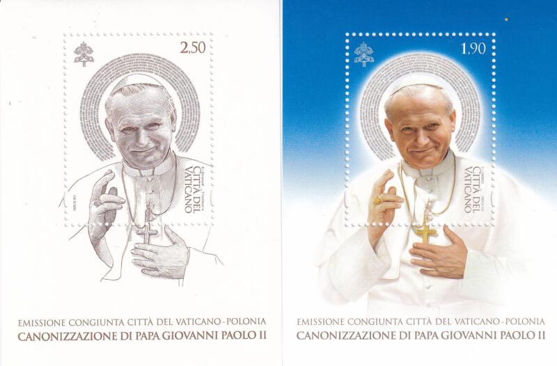 Foglietto Vaticano, Anno 2014, Canonizzazione di Papa Giovanni Paolo II (BF n. 80-81)