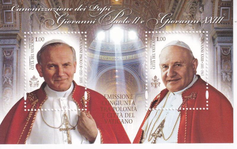Foglietto Vaticano, Anno 2014, Canonizzazione di Papa Giovanni Paolo II e di Papa Giovanni XXIII (BF n. 82)