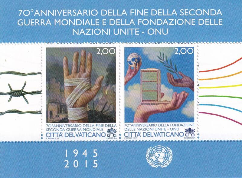 Foglietto Vaticano, Anno 2015, 70esimo anniversario della fine della Seconda Guerra Mondiale e della fondazione delle Nazioni Unite (BF n. 85)