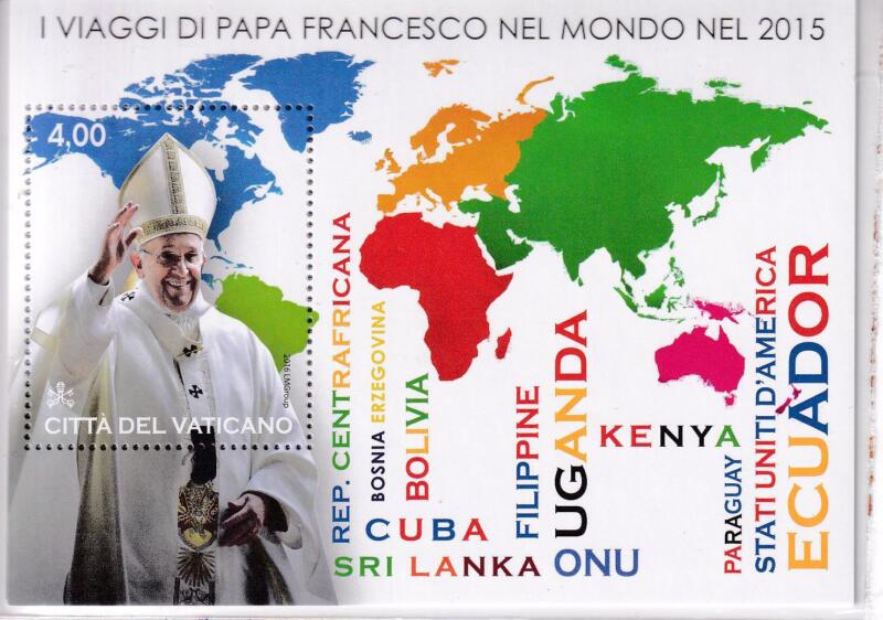 Foglietto Vaticano, Anno 2016, I viaggi nel mondo di Papa Francesco nel 2015 (BF n. 89)