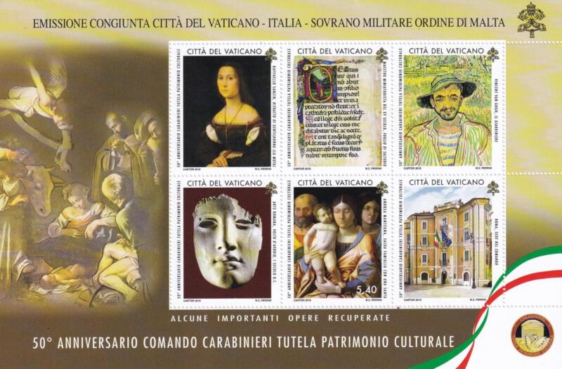 Foglietto Vaticano, Anno 2019, Cinquantenario del Comando Carabinieri per la tutela del patrimonio culturale (BF n. 97)