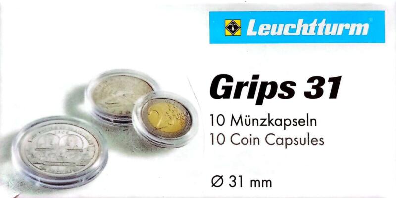 Capsule trasparenti per monete Leuchtturm, Diametro 31 mm.