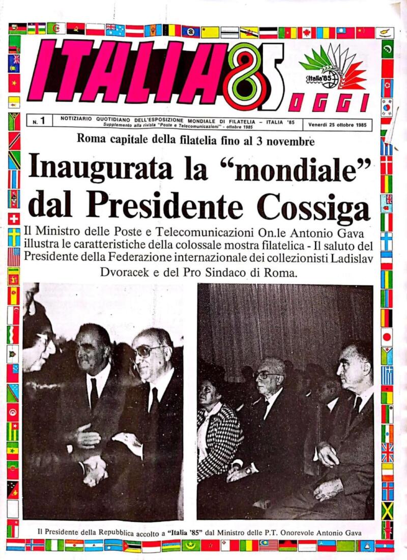 Esposizione Mondiale di Filatelia - Italia 85, Notiziario Quotidiano, Supplemento alla rivista Poste e Telecomunicazioni Ottobre 1985