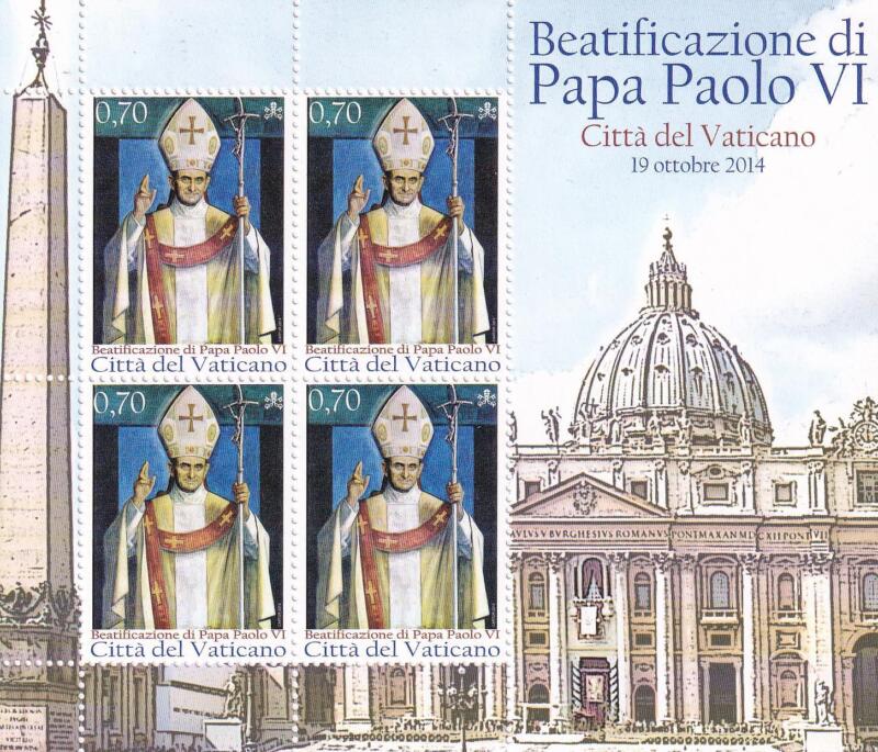 Minifoglio Vaticano, Anno 2014, Beatificazione di Papa Paolo VI (MF n. 1680)