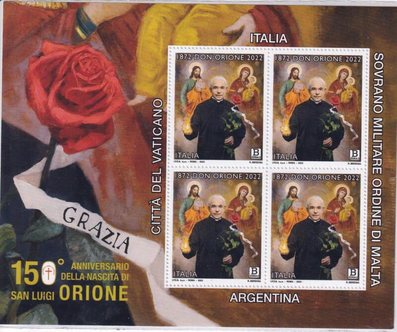 Minifoglio Vaticano, Anno 2022, 150esimo anniversario della nascita di San Luigi Orione (MF n. 1923)