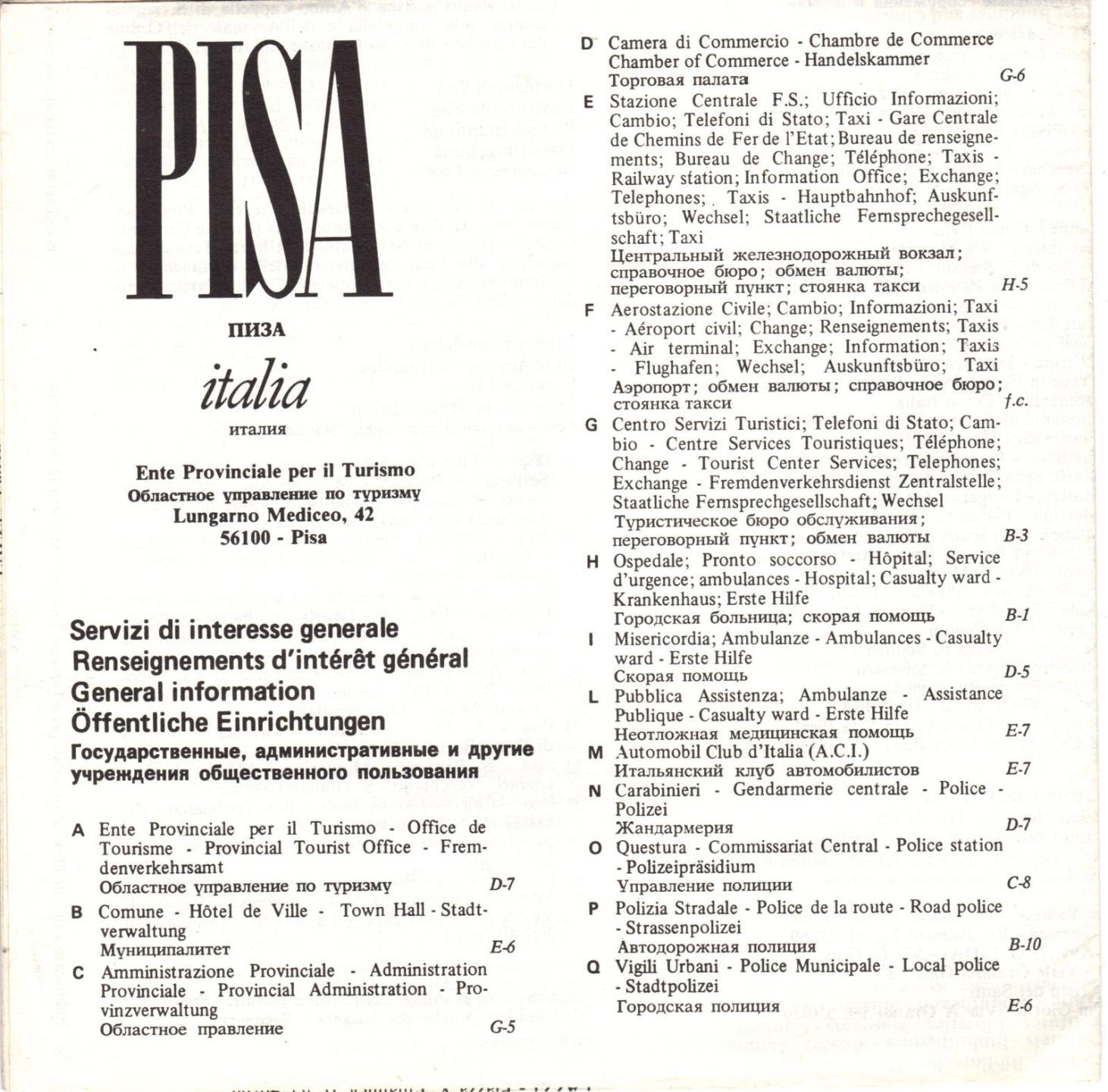 mappa di pisa con servizi di interesse generale
