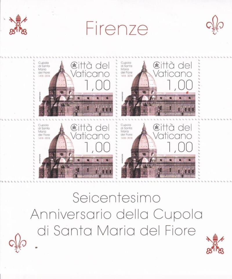 Minifoglio Vaticano, Anno 2018, Sesto centenario della progettazione della cupola di Santa Maria del Fiore (MF n. 1797)