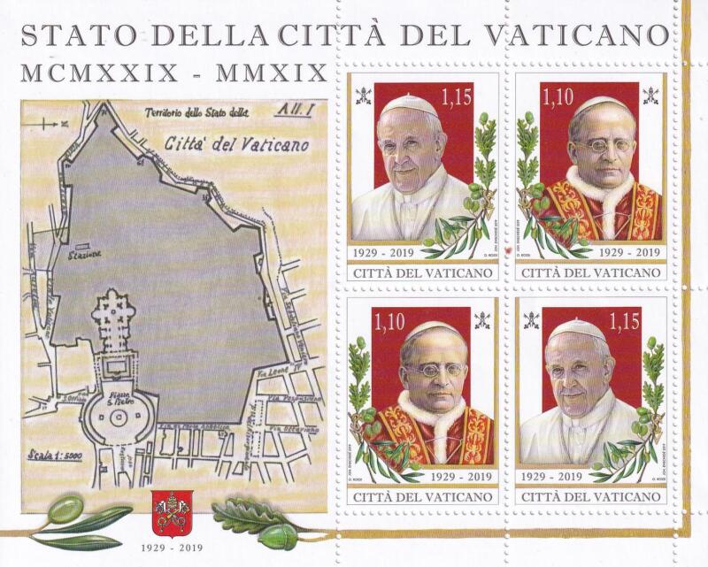 Minifoglio Vaticano, Anno 2019, 90esimo anniversario dello Stato della Città del Vaticano (MF n. 1825-1826)