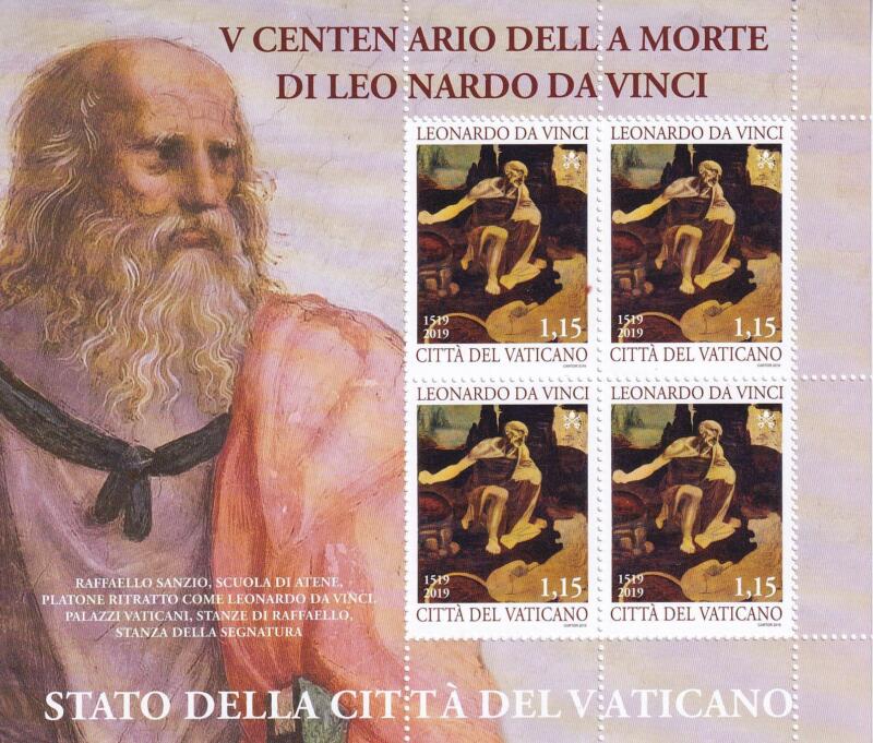 Minifoglio Vaticano, Anno 2019, Cinquecentenario della morte di Leonardo da Vinci (MF n. 1834)