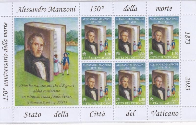 Minifoglio Vaticano, Anno 2023, 150esimo anniversario della morte di Manzoni (MF n. 1962)