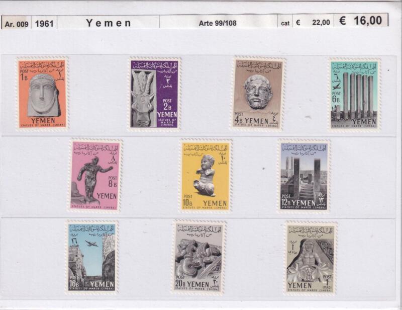 Francobolli Yemen, Ann. 1961, Serie Arte (cat. n. 99-108)