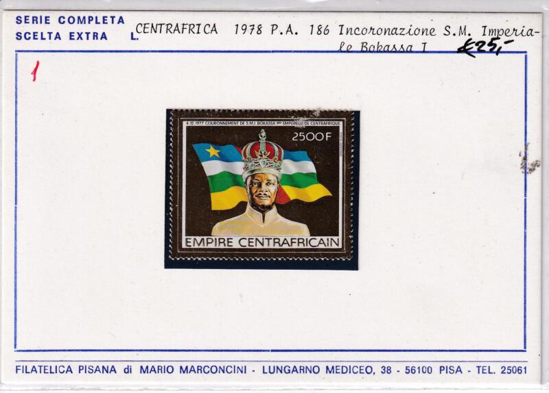 Francobollo Centrafrica, Anno 1978, Incoronazione S. M. Imperiale Bokassa I (Pa n. 186)