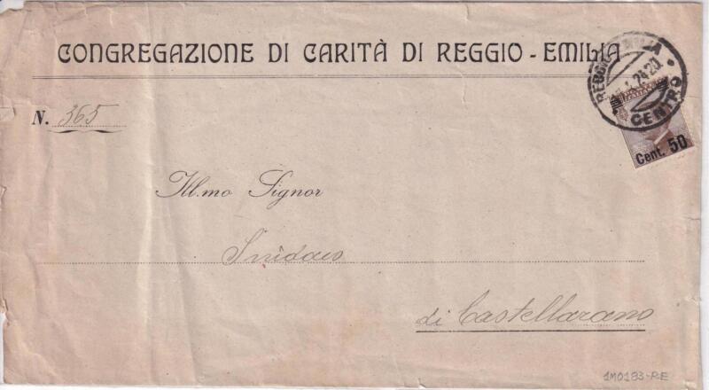Storia postale. Lettera da Reggio Emilia 17/04/1924 al Sindaco di Castellarano 18/04/1924