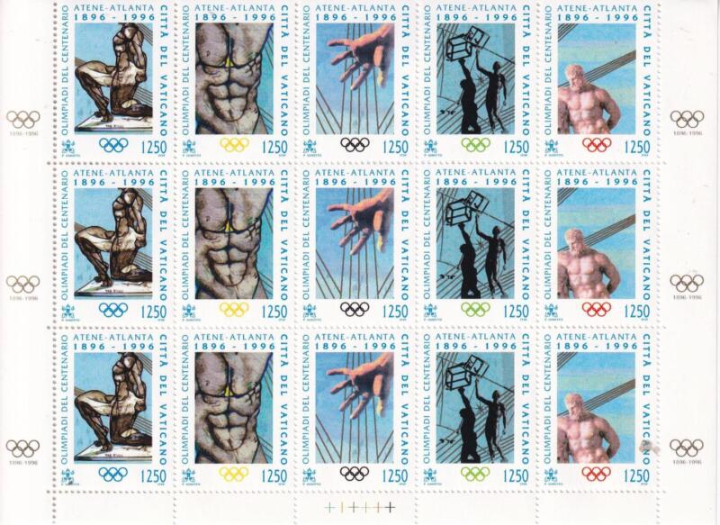 Minifoglio Vaticano, Anno 1996, Olimpiadi del centenario Atene 1896-Atlanta 1996 (cat. n. 1050-1054)