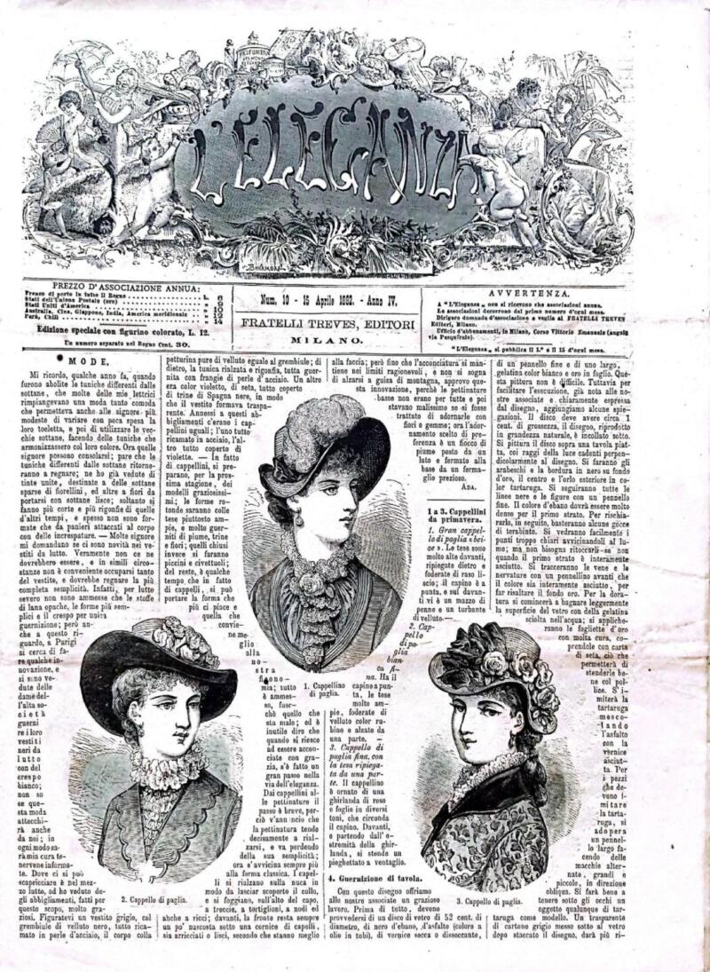 Rivista L'Eleganza n. 10 del 15 aprile 1882, Anno IV