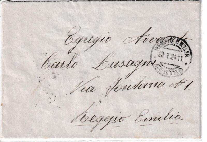 Storia postale. Lettera da Reggio Emilia 29/07/1924 a Reggio Emilia 29/07/1924