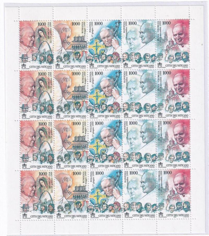 Minifoglio Vaticano, Anno 2000, I viaggi di Giovanni Paolo II nel 1999 (MF n. 1219-1223)