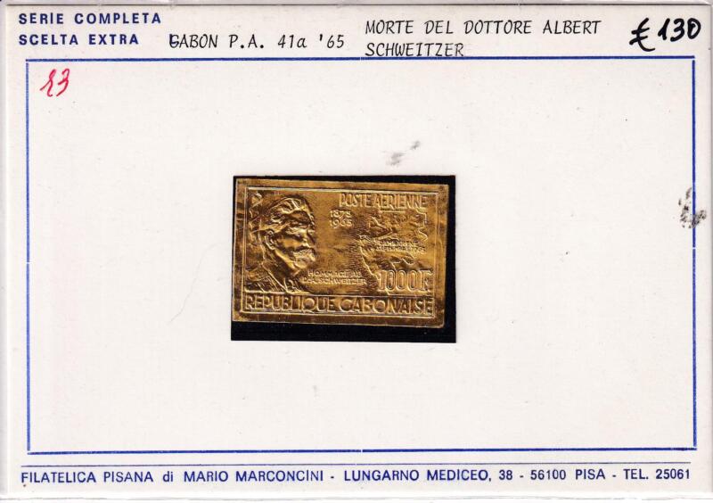 Francobollo Gabon, Anno 1965, 1875-1965 anniversario della morte del Dottore Albert Schweitzer (Pa n. 41)