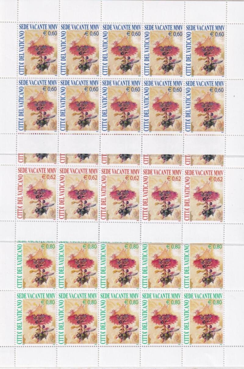 Minifogli Vaticano, Anno 2005 Sede Vacante (MF n. 1379-1381)