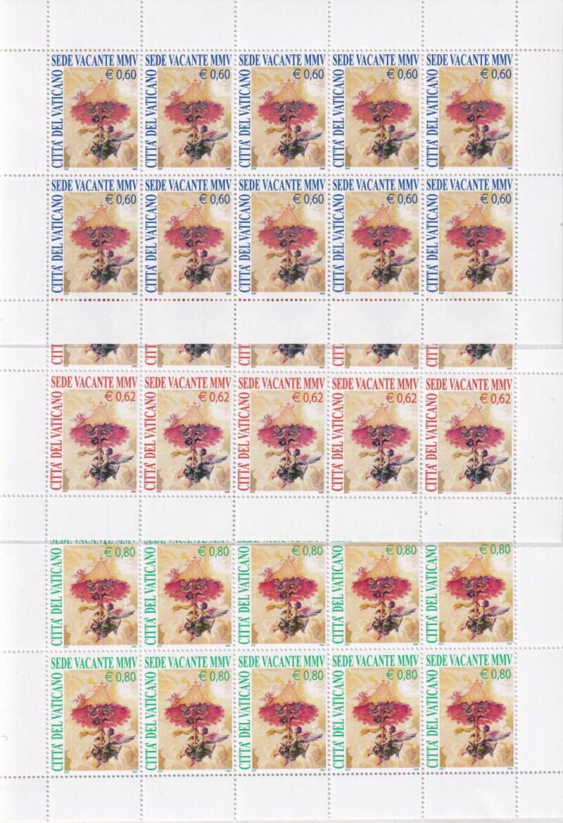 Minifogli Vaticano, Anno 2005 Sede Vacante (MF n. 1379-1381)