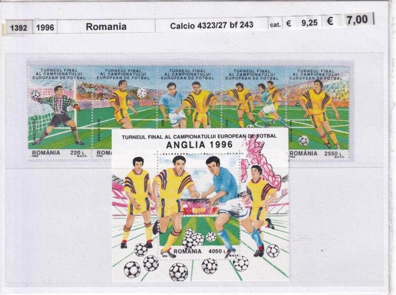 Francobolli e Foglietto Romania, Anno 1996, ANGLIA 1996 (cat. n. 4323-4327, BF n. 243)