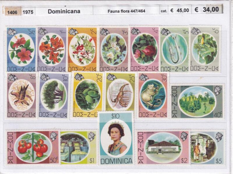 Francobolli Dominica, Anno 1975, Flora e Fauna (cat. n. 447-464)