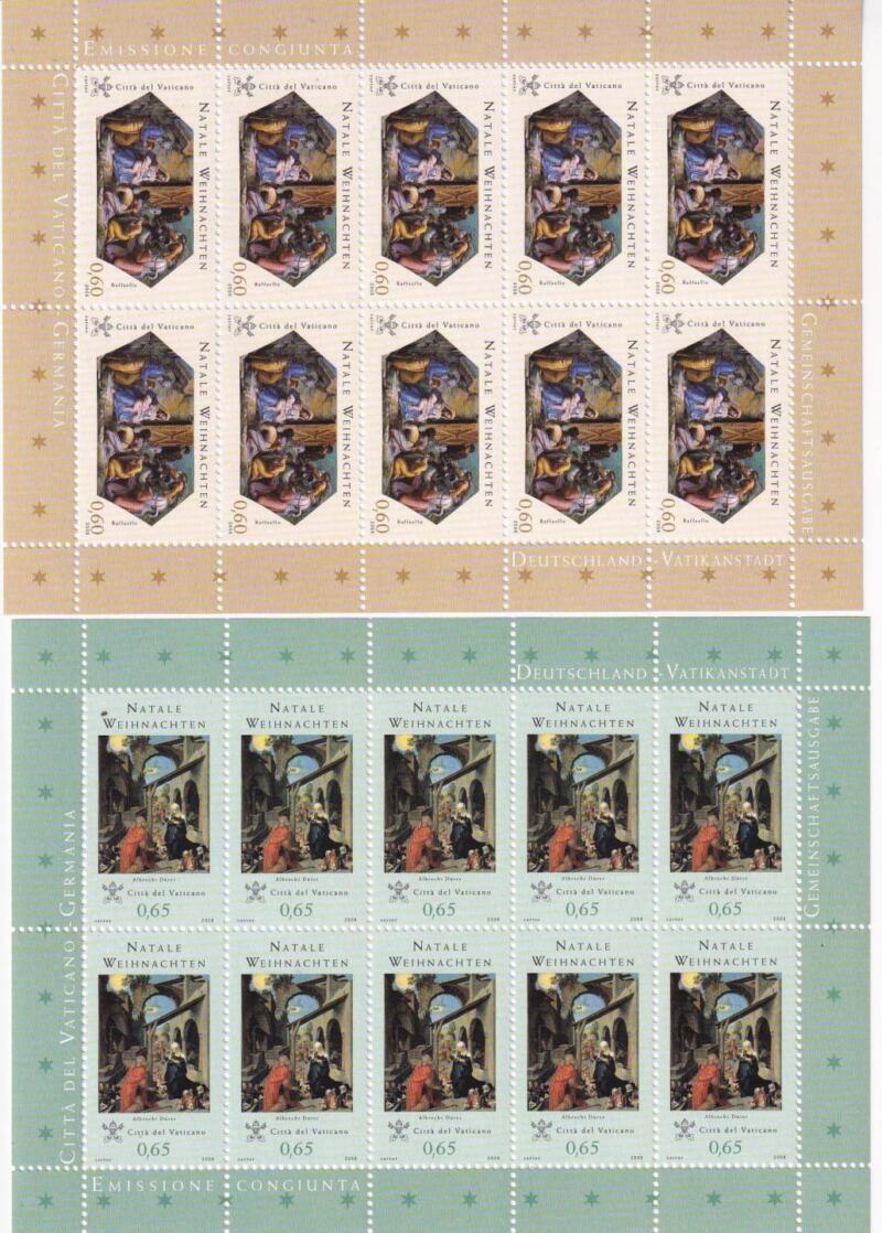 Minifogli Vaticano, Anno 2008, Natale (MF n. 1492-1493) Emissione congiunta con la Germania