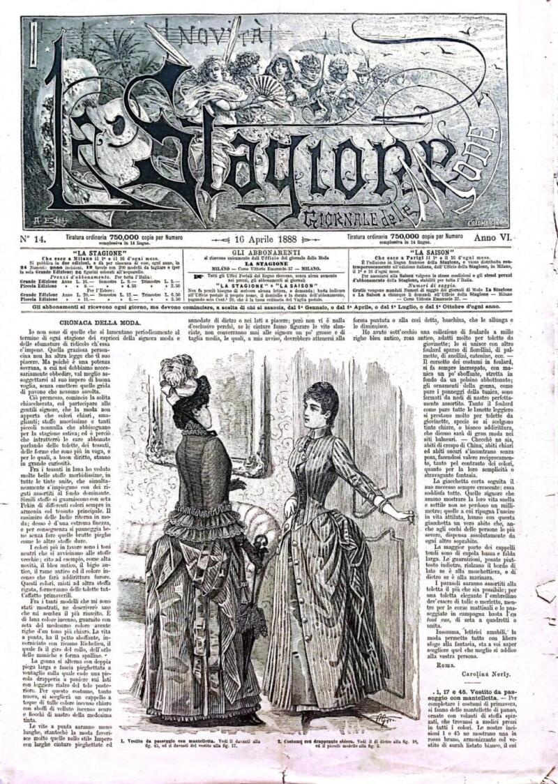 Rivista La Stagione Giornale delle Mode n. 14 del 16 aprile 1888, Anno VI