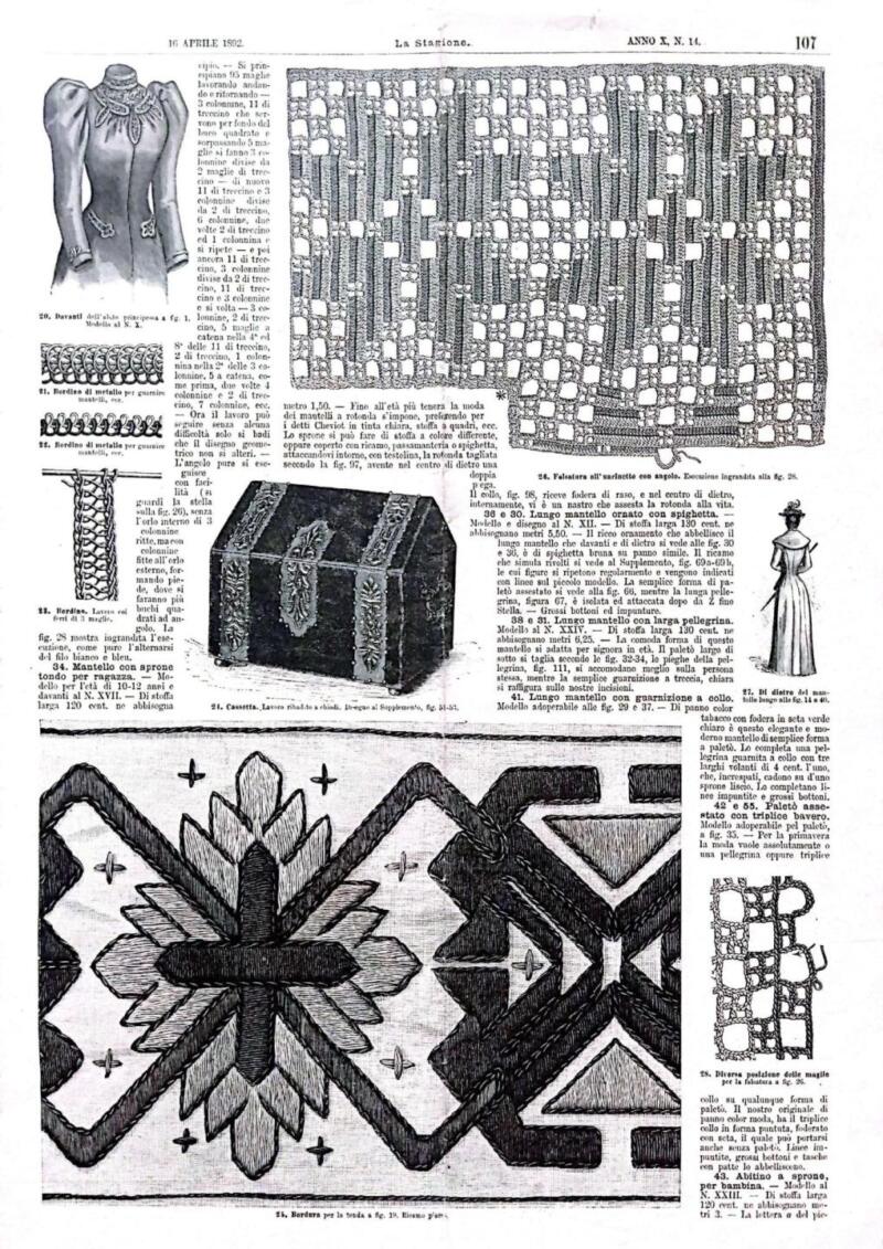 Rivista La Stagione Giornale delle Mode  n. 14 del 16 aprile 1892,  Anno X