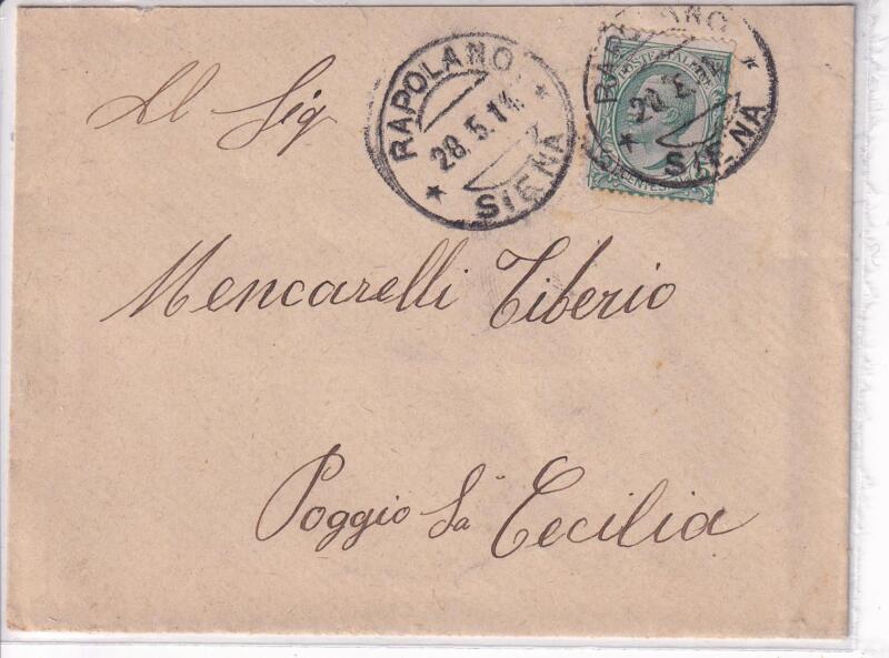Storia postale. Lettera da Rapolano 28/05/1914 a Poggio la Cecilia