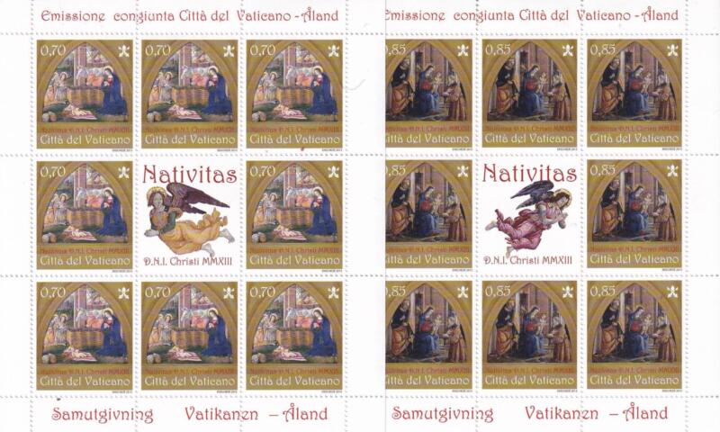 Minifogli Vaticano, Anno 2013, Natale (MF n. 1656-1657) Emissione congiunta con Aland