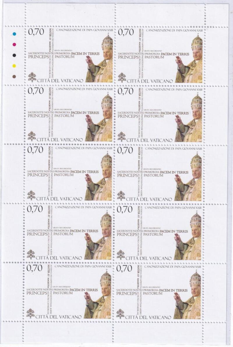 Minifoglio Vaticano, Anno 2014, Canonizzazione di Papa Giovanni XXIII (MF n. 1660) Emissione congiunta con l'Italia