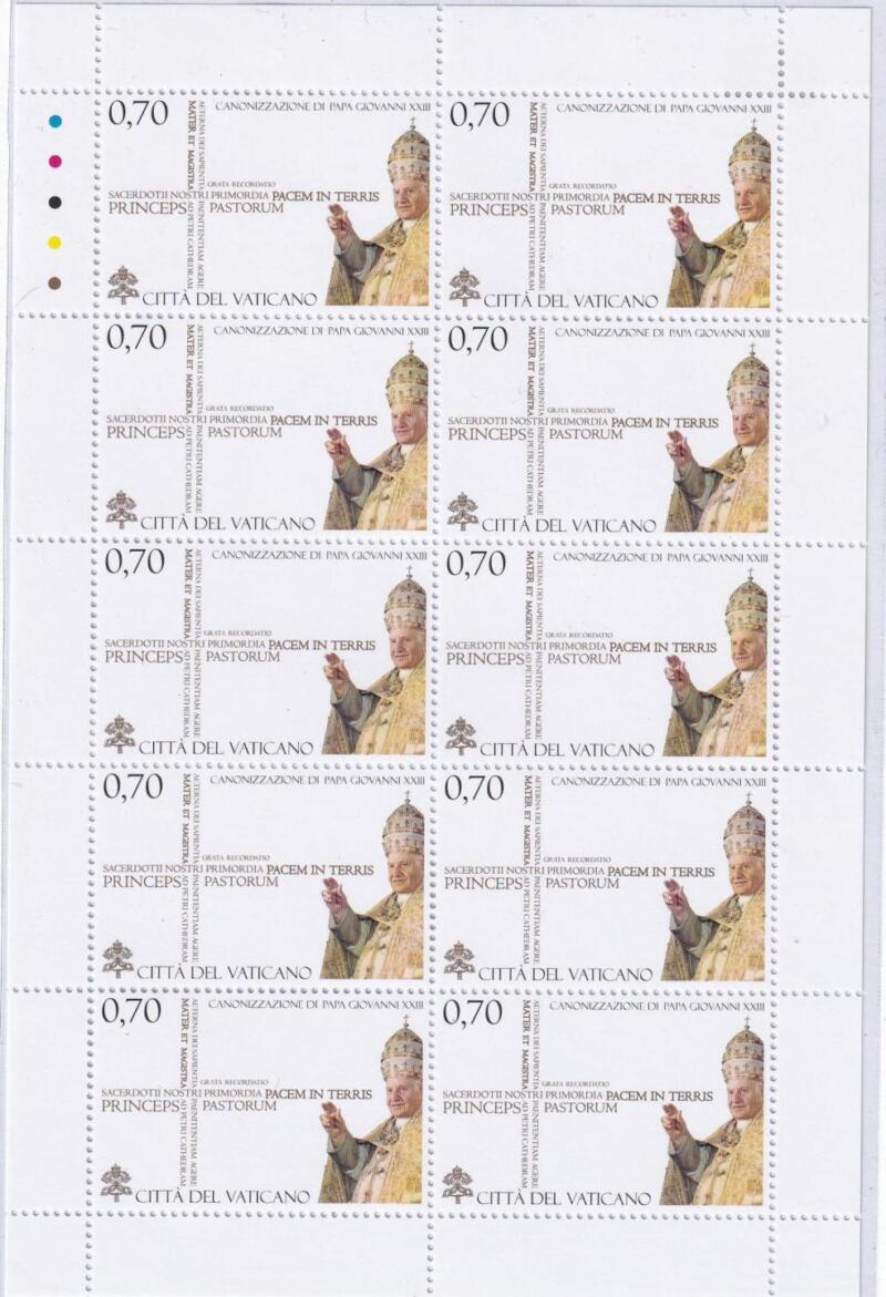 Minifoglio Vaticano, Anno 2014, Canonizzazione di Papa Giovanni XXIII (MF n. 1660) Emissione congiunta con l'Italia