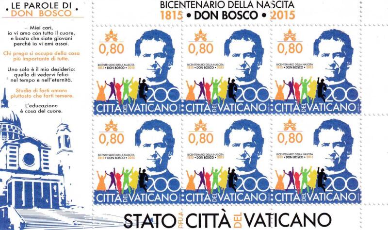 Minifoglio Vaticano, Anno 2015, Bicentenario della nascita di San Giovanni Bosco (MF n. 1704)