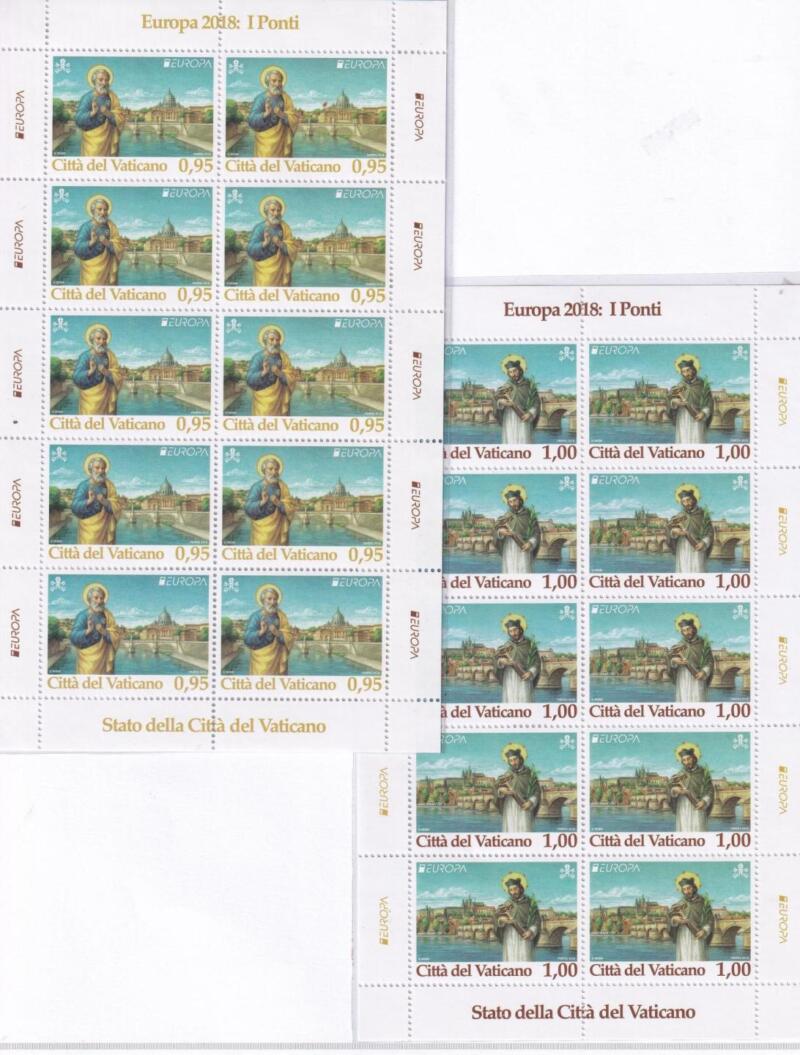 Minifogli Vaticano, Anno 2018, Europa. Ponti (MF n. 1798-1799)