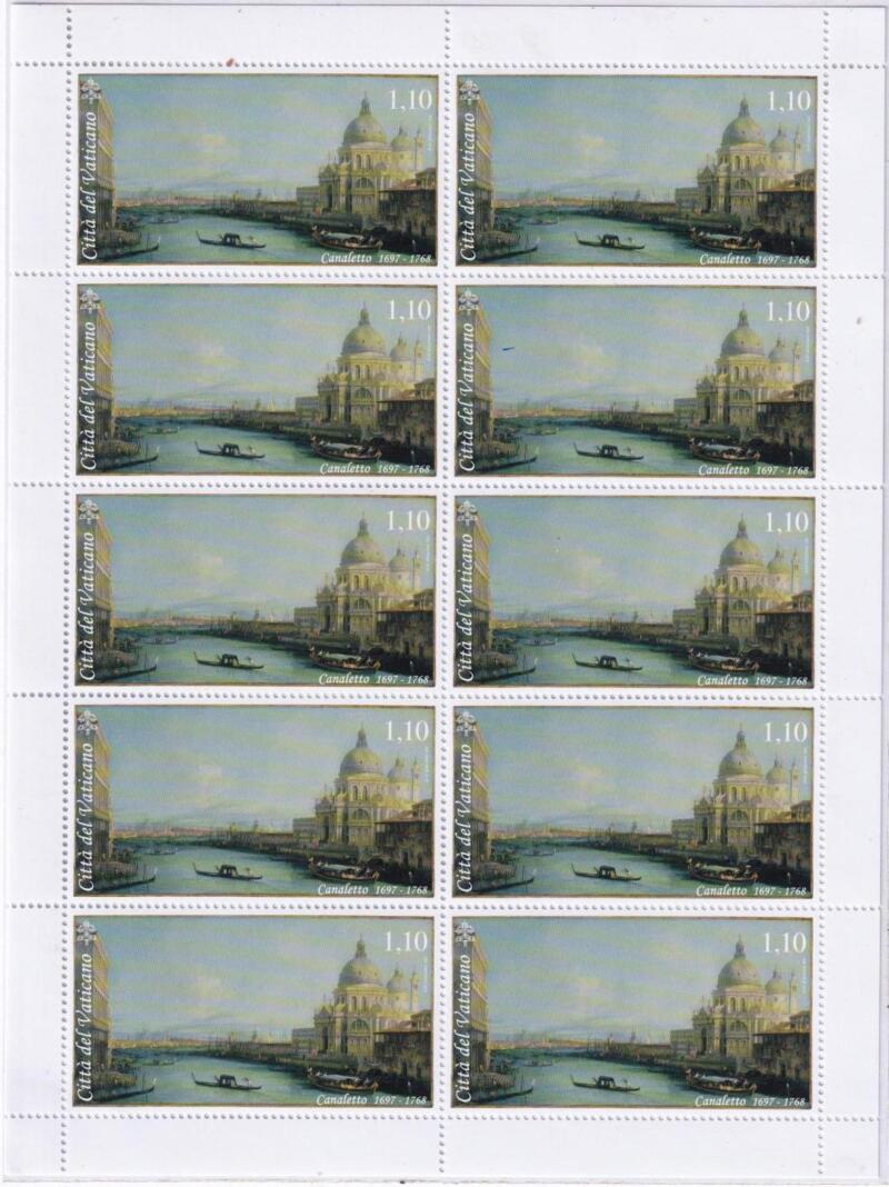 Minifoglio Vaticano, Anno 2018, Grandi pittori veneziani. 250esimo anniversario della morte del Canaletto (MF n. 1804)