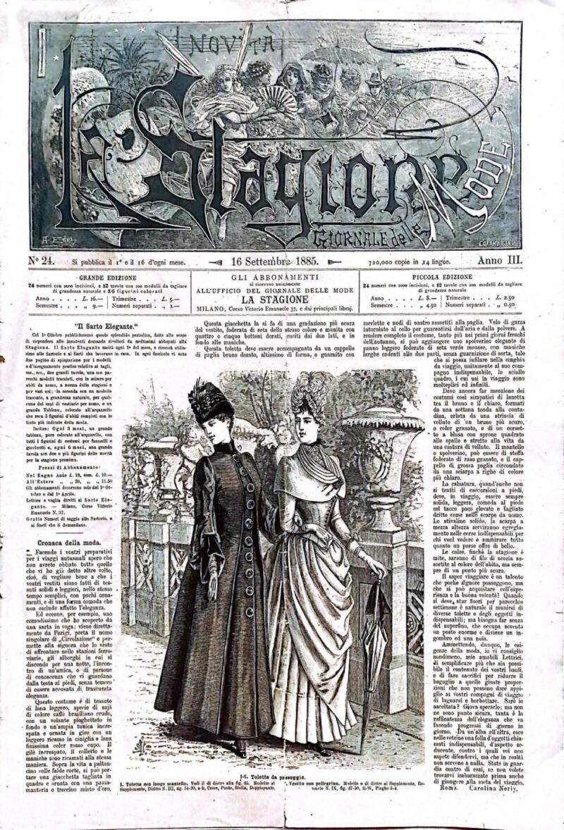 Rivista La Stagione Giornale delle Mode n. 4 del 16 settembre 1885, Anno III
