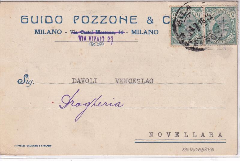 Storia postale. Lettera da Milano 23/07/1918 a Novellara