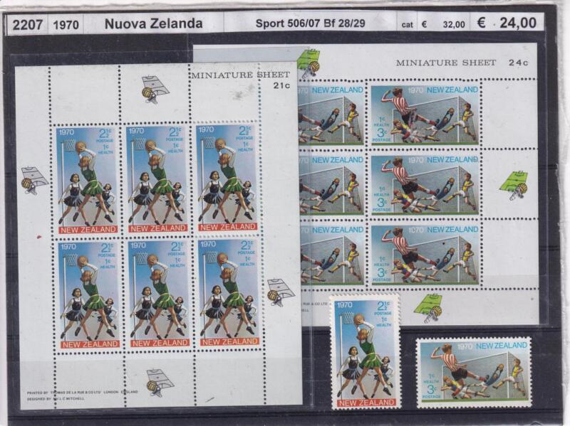 Francobolli e Foglietti Nuova Zelanda, Anno 1970, Sport (cat. n. 506-507, BF n. 28-29)