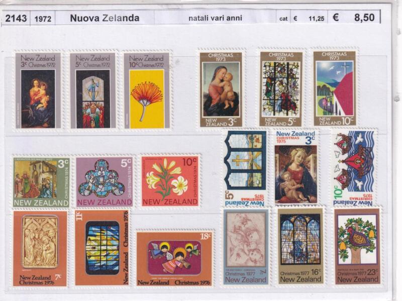 Francobolli Nuova Zelanda celebrativi del Natale, Anni da 1972 a 1977