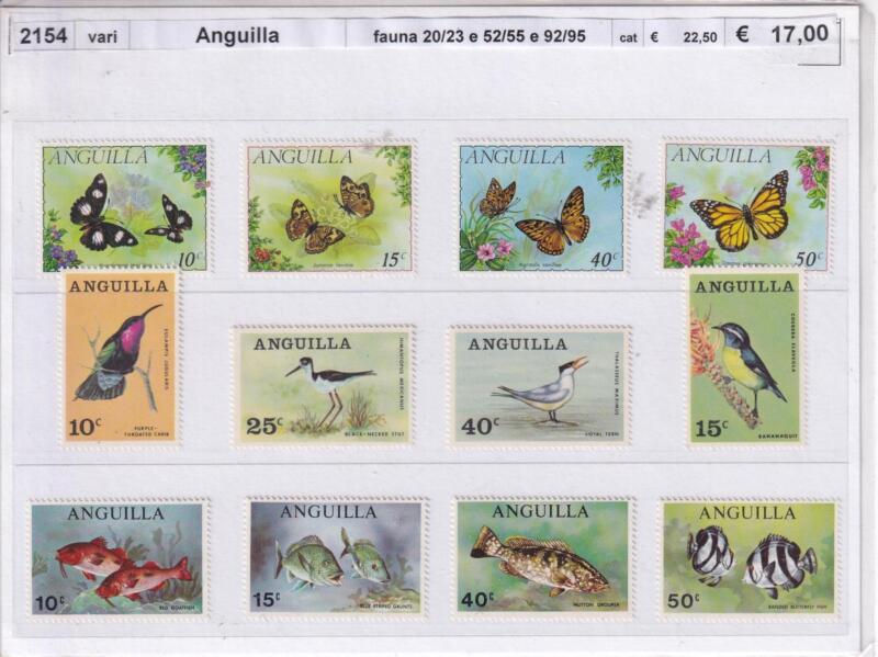 Francobolli Anguilla, Varie Emissioni Tematica Fauna (cat. n. 20-23, n. 52-55, n. 92-95)