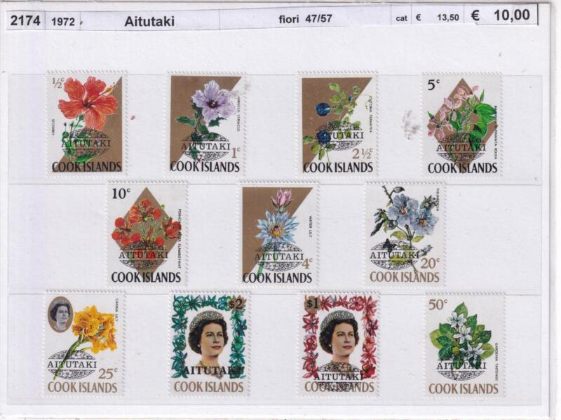 Francobolli Aitutaki Cook Islands, Anno 1972, Fiori (cat. n. 47-57)