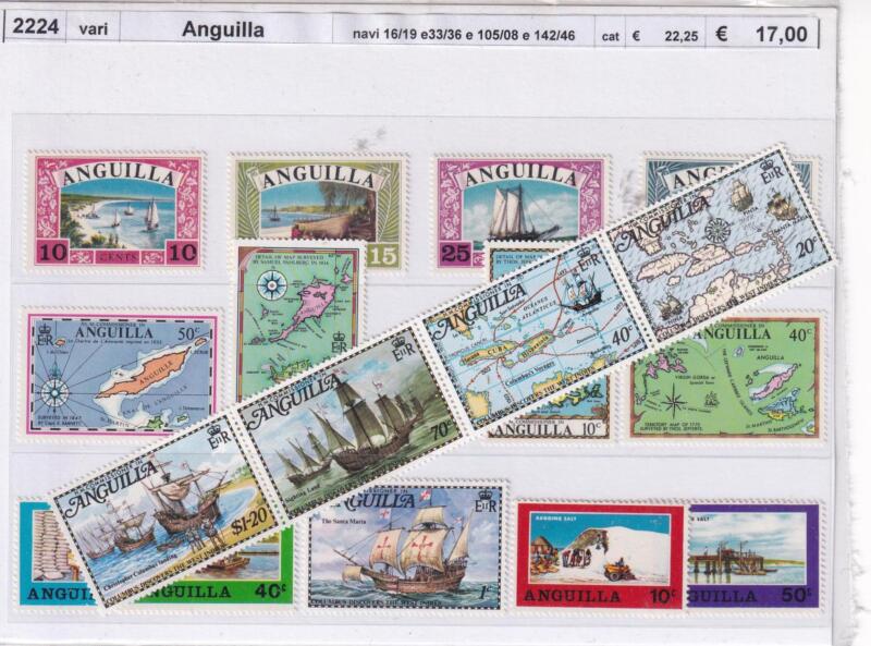 Francobolli Anguilla, Varie Emissioni (cat. n. 16-19, n. 33-36, n. 105-108, n. 142-146)