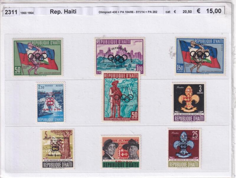 Francobolli Haiti, Anno 1960-1964, Varie emissioni Tematiche Sport, Olimpiadi (cat. n. 430, Pa n. 184-186, cat. n. 511-514, Pa n. 282)