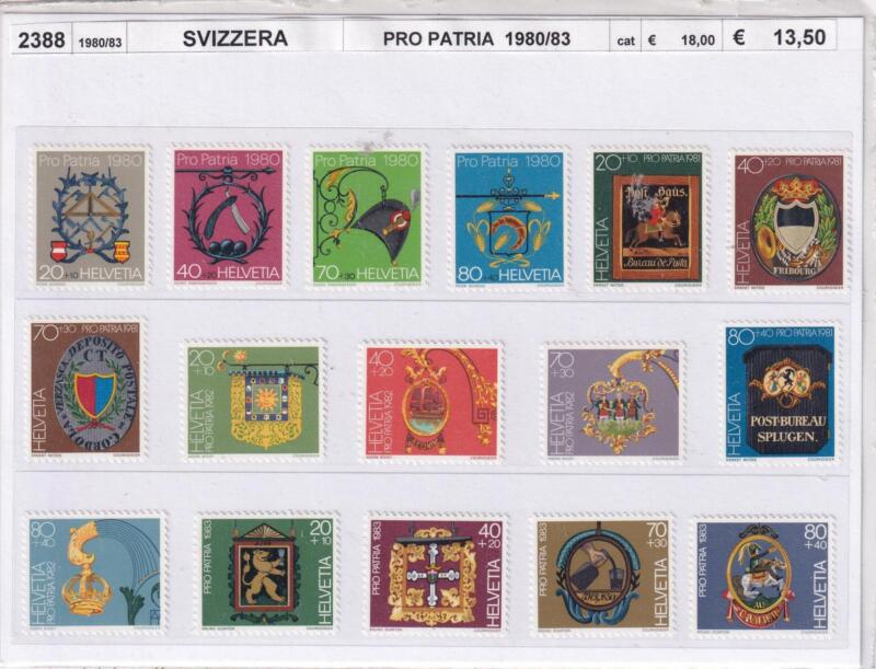 Francobolli Svizzera, Anni 1980-1983, Serie Pro Patria