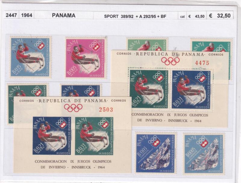 Francobolli e Foglietti Panama, Anno 1964, Giochi Olimpici Invernali (cat. n. 389-392, Pa n. 292-295)